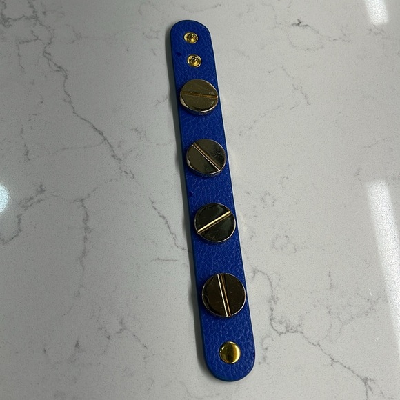 Royal Blue Faux Leather Cuff Bracelet - Picture 2 of 6